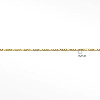 Permanent necklace 1.5mm figaro diamond cut 14k gold - 14k yellow / no clasp