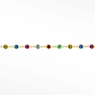 Permanent Necklace Multi Tourmaline Prismatic 3mm | 14K Yellow