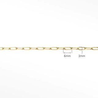 Permanent necklace paperclip 6x2mm yellow gold filled - no clasp
