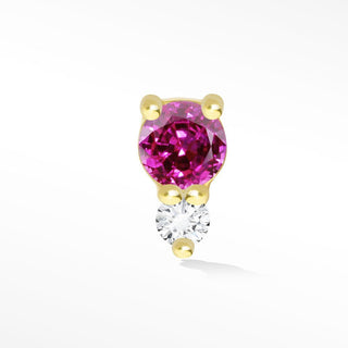 Pink Sapphire & Diamond Flat back Earring 14k Yellow Gold - Nina Wynn