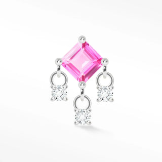 Natural pink sapphire flat back earring 14k white - 14k gold