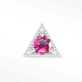 Natural pink sapphire flat back earring 14k white - 14k gold