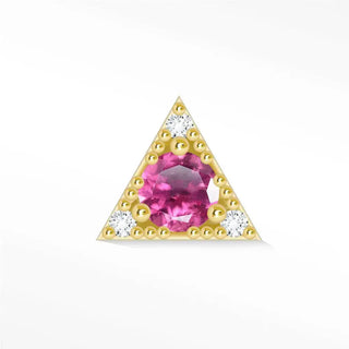 Natural pink sapphire flat back earring 14k yellow - 14k gold