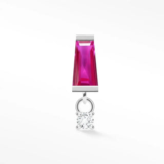 Natural pink sapphire flat back earring tapered baguette 14k white - 14k gold