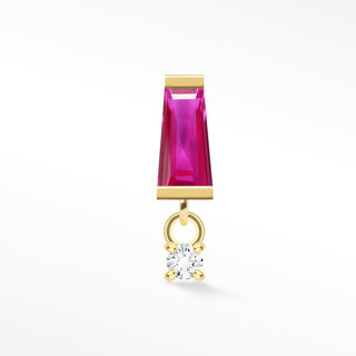 Pink Sapphire Flat Back Earring Tapered Baguette 14k Yellow - Nina Wynn