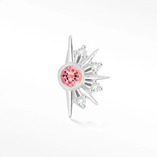 Natural pink tourmaline flat back earring demi urchin 14k white - 14k gold