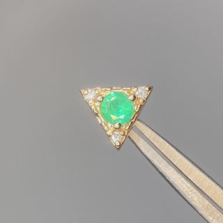 Echelon Eye flat back earrings, in 14k yellow gold, emerald, stone size 3mm 