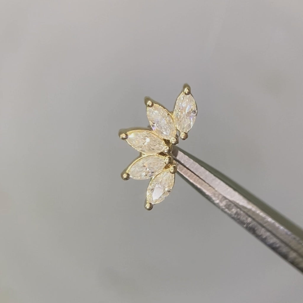 Showcasing 14k gold marquise lab diamond flat back stud earrings for women