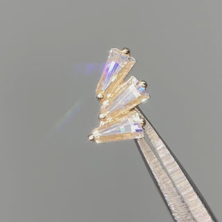 Baguette flat back earrings, in 14k yellow gold, moissanite, a sleek baguette-cut