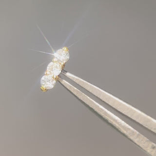 3 Scones flat back earrings, in 14k yellow gold, diamond, stone size 1.5mm