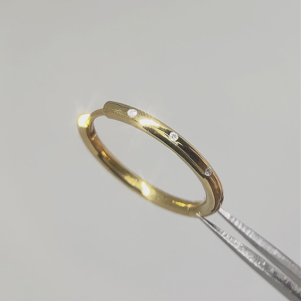 Larger gold vermeil diamond hoops styled 