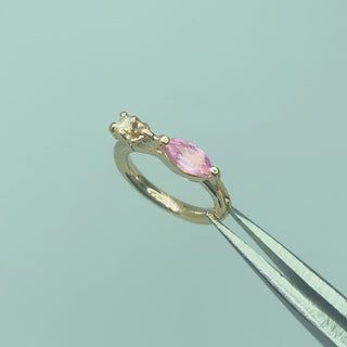 Video demonstrating the rosy pink sparkle and the smooth cartilage hoops closure