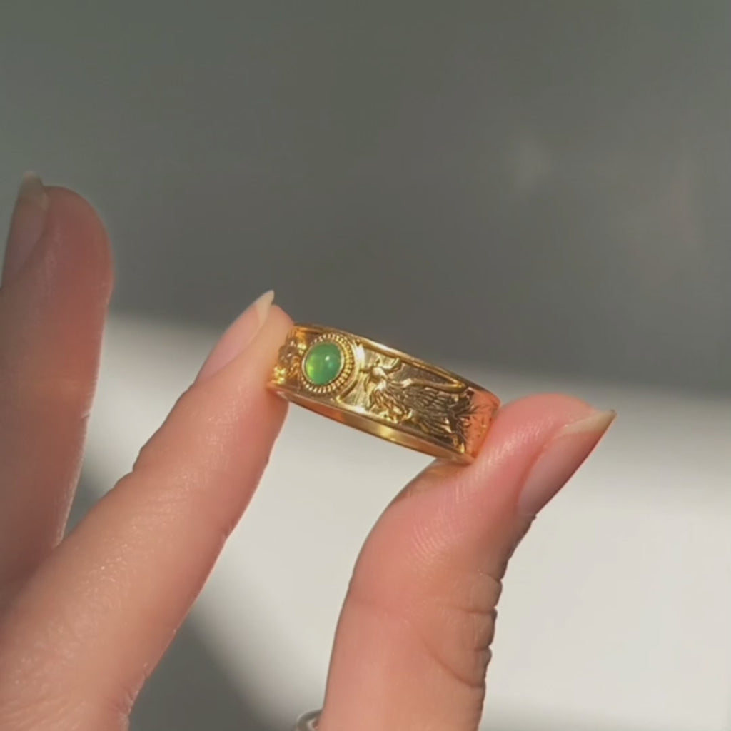 Dragon Phoenix Emerald Ring