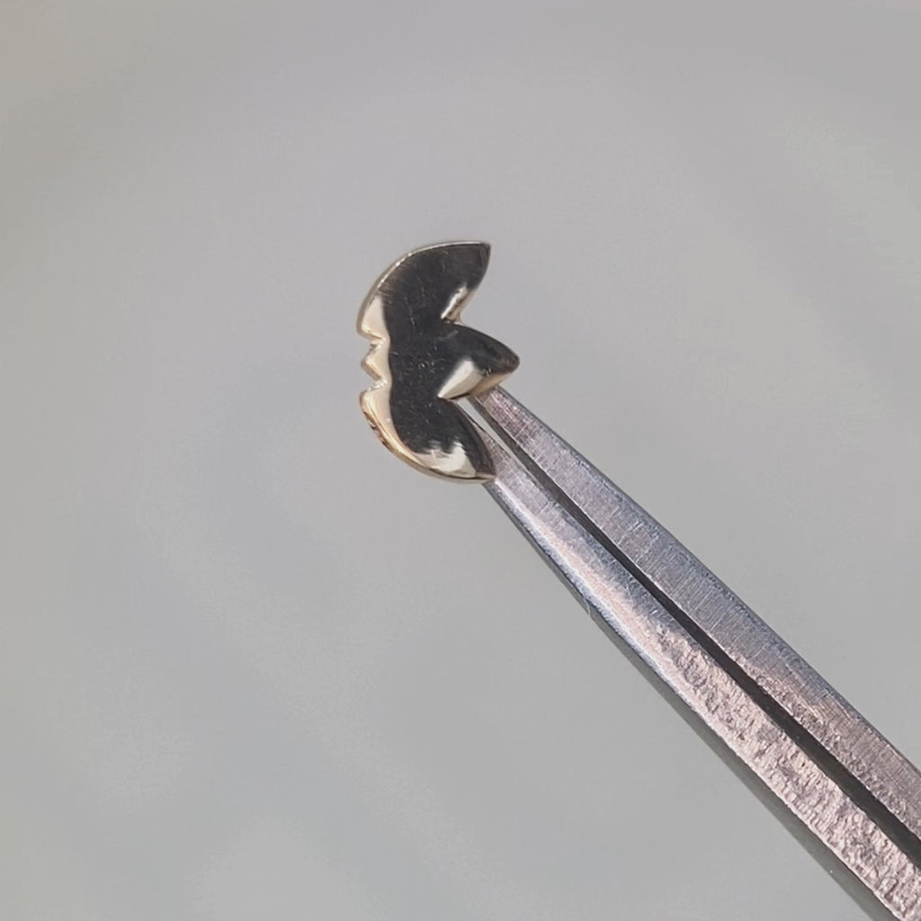 Baby Lotus flat back earrings, in 14k yellow gold, a petite three-petal lotus design 