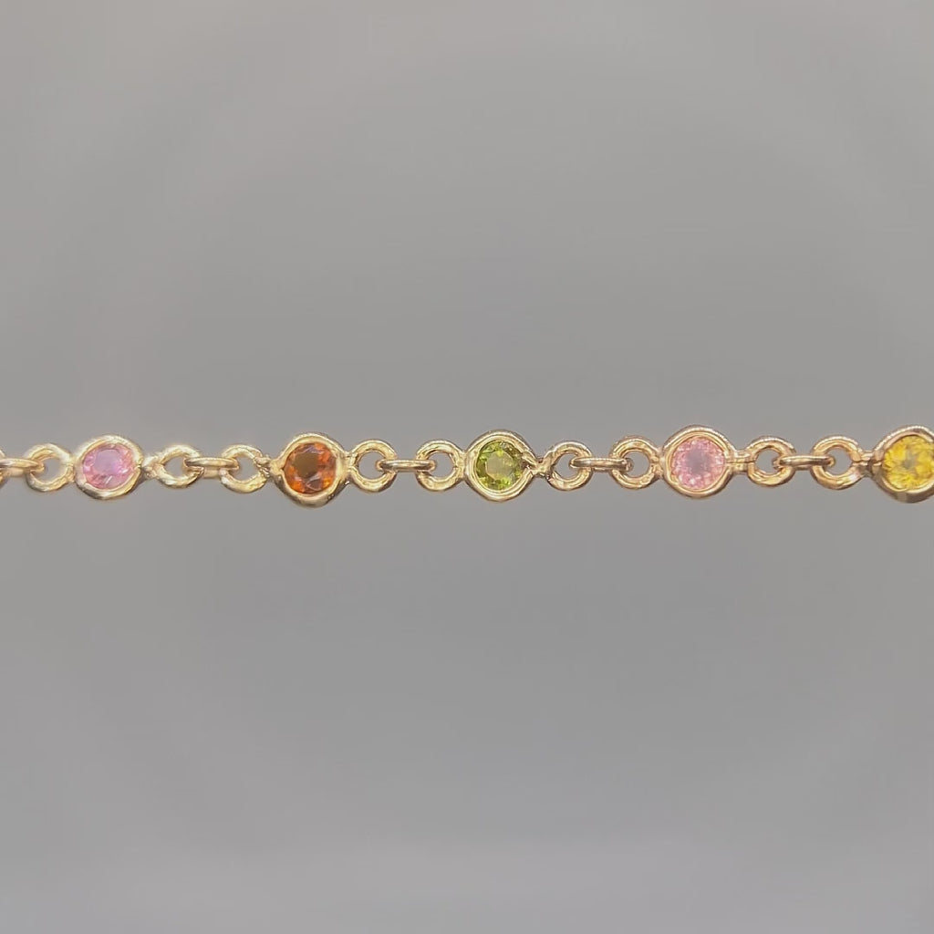 Video showing Permanent Chains Multi Tourmaline Prismatic 2mm Designer Line | 14K Yellow.