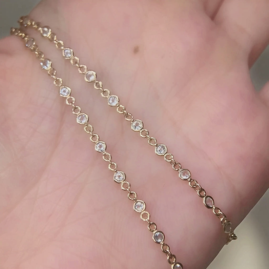 Video showing Permanent Chains Diamond Prismatic 2mm Designer Line | 14K Yellow.
