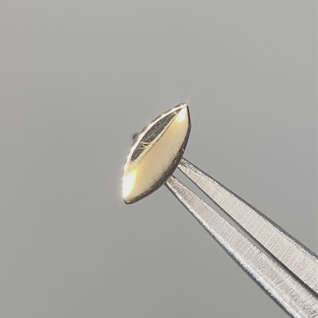 Marquise flat back earrings, in 14k yellow gold, a sleek marquise-shaped design and finish.