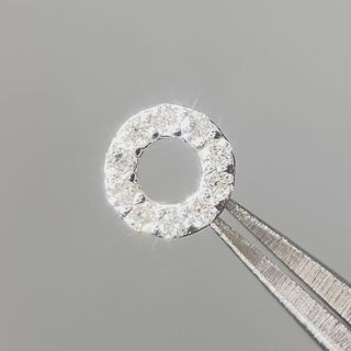 Donut flat back earrings, in 14k white gold, diamond, stone size 1mm, a rounded donut