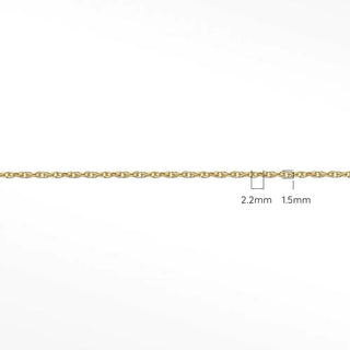 Rope 2.2x1.5mm 14k yellow gold chain with classic interlocking design for permanent jewelry use
