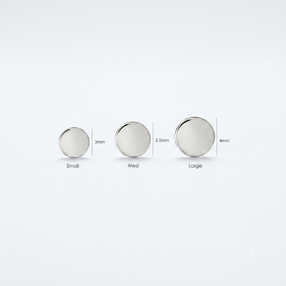 Flat back earrings round 14k white