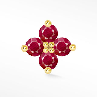 Ruby Flat Back Earring Clover 14k Yellow - Nina Wynn