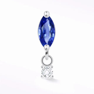 Sapphire flat back earring movement 14k white - 14k gold / blue