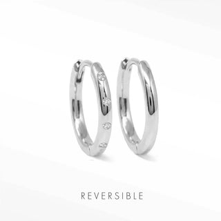 Ellie 22mm sterling silver hoops showing the diamond-set face and polished reverse