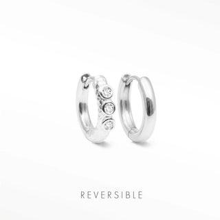Silver Hoop Earrings Telletubies Wynning Reversible Hoops front and back.