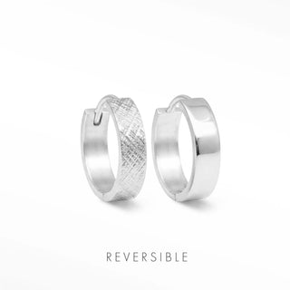 Silver Hoop Earrings Florentine front and back.