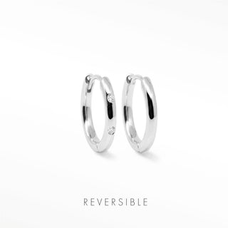 Everyday silver hoop earrings with diamond accents
