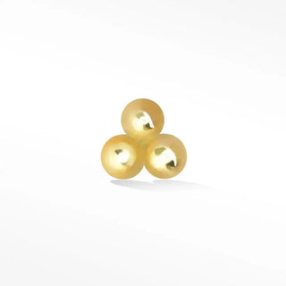 Small tri-bead in 14k yellow gold flat back stud earring - 14k / n/a