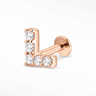 Flat Back Earrings Threadless Diamond 14k Rose Gold Chevron | Wynning Stud