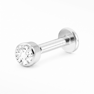 Solitaire Bezel Lab-Grown Diamond flat back earring in solid 14K White Gold