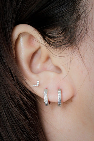 Florentine diamond sterling silver hoop earrings with textured diamond encrusted design silver hoop earrings