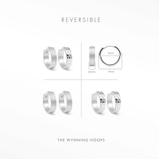 Reversible Florentine hoop earrings showing hammered back detail