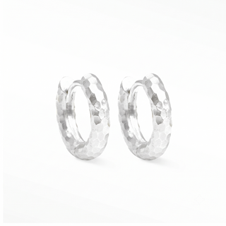 Nina Wynn 18mm hammered sterling silver hoop earrings