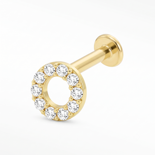 Flat Back Earrings Threadless Diamond 14k Gold Donut | Wynning Stud