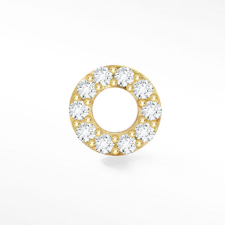 Donut flat back earrings, in 14k yellow gold, diamond, stone size 1mm, a rounded donut 