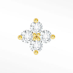 Tiny Stud Earrings Clover 14K Solid Gold Flat Back