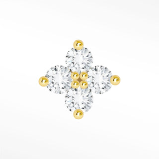 Tiny Stud Earrings Clover 14K Yellow Flat Back