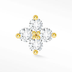 Tiny Stud Earrings Clover 14K Yellow Flat Back
