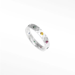 Accent your stacked ring collection with our unique forged tourmaline silver featuring a rich