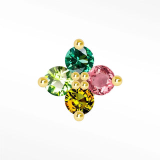 Explore our flat back earrings featuring multi tourmaline stones set in 14k yellow gold. Perfect for every occasion!