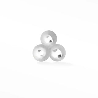 Flat back earring medium tri-bead 14k white - 14k gold