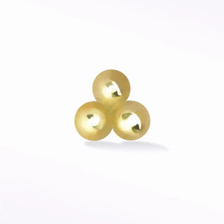 Tri-bead medium flat back earring 14k yellow gold - 14k