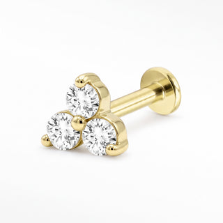 Flat Back Earrings Threadless Diamond 14k Gold Trinity | Wynning Stud