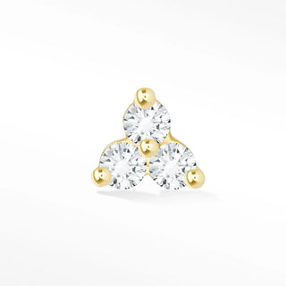 Trinity flat back earrings, in 14k yellow gold, diamond, stone size 1.5mm 
