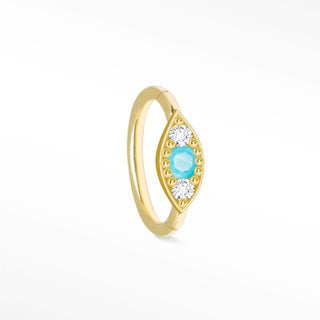 Turquoise Evil Eye 18G Clicker 14K Yellow - Nina Wynn