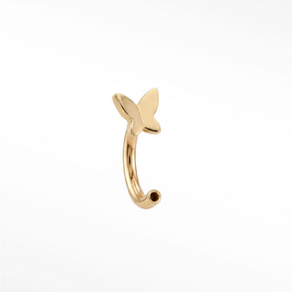 U Hoop Earrings 16G Butterfly 14K Yellow