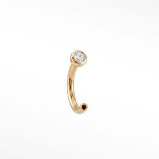 U Hoop Earrings 16G Diamond Bezel 2mm 14K Yellow